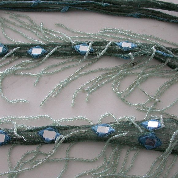 Turquoise Bead and Mirror Scarf - Picture 4 of 4